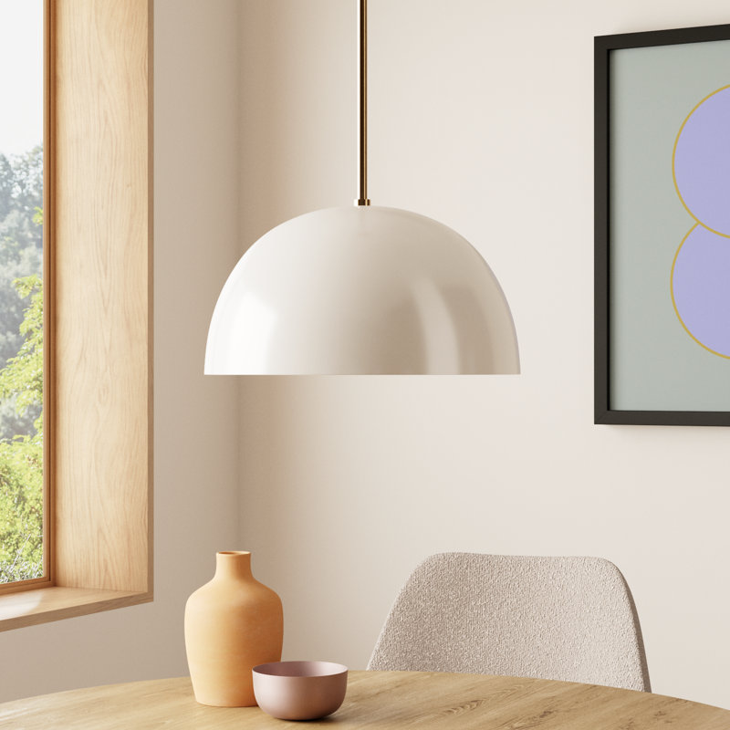 Leona 1-Light Dimmable Metal Dome Single Pendant, Blush