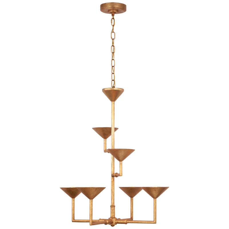 Eleanor 6 - Light Chandelier, Antique Gold Leaf, 35" H x 30.25" W x 30.25" D