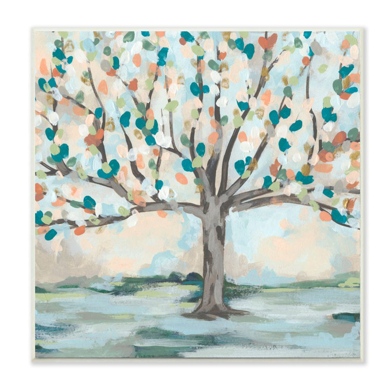 « tree », impression, H 12 po x l 12 po x P 0,5 po, Plaque en bois