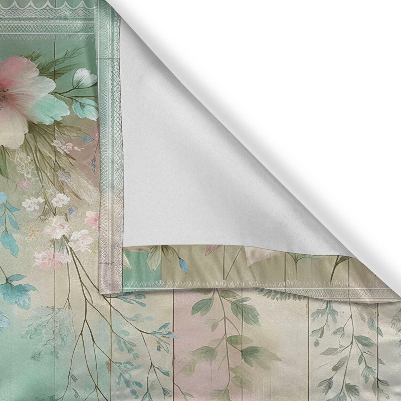 Floral Tailored 55'' W Kitchen Curtain, 55" W x 36" L