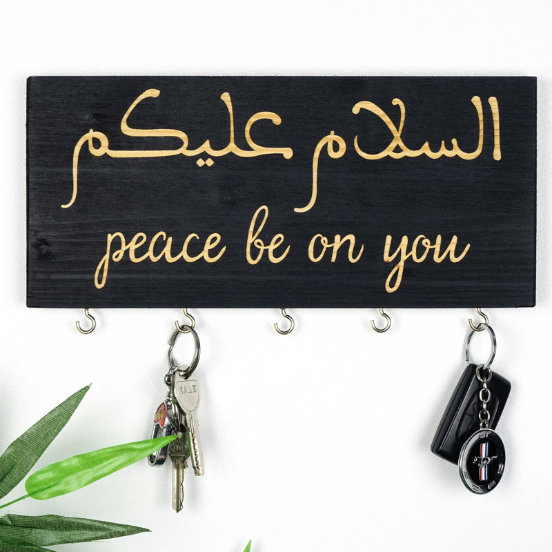 Solid Wood Wall Organizer with Key Hooks