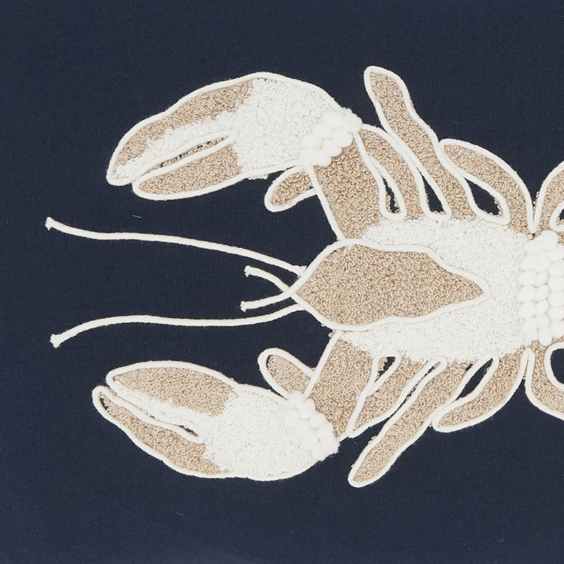 Embroidered Lobster Pillow, No Insert