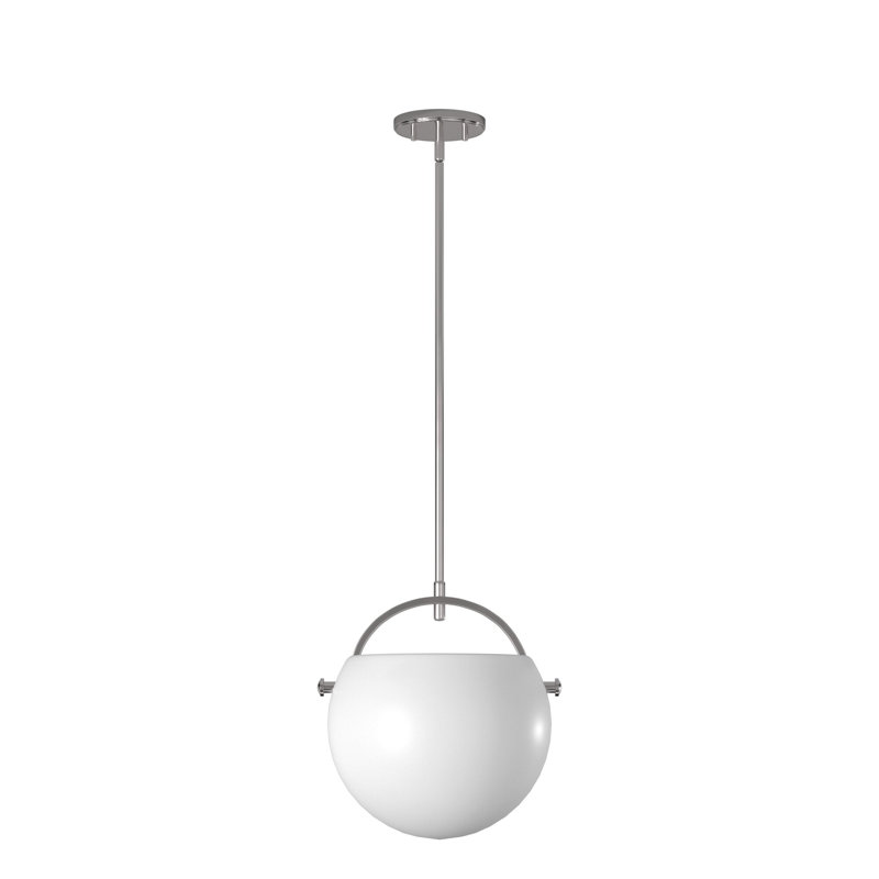 Luminaire suspendu simple en forme de globe à 1 lumière, Nickel satiné