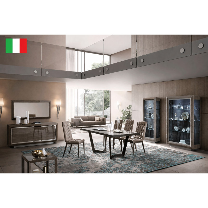 Palazzo Luxury Dining Collection, 9Pcs:Table,Buffet,4Chairs,2MixCabinet,Mirror