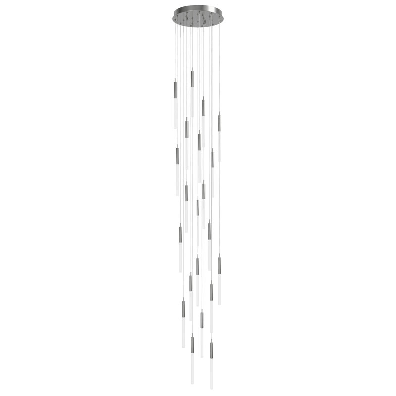 Luminaire suspendu en grappe 21 lumières DEL principal, Nickel poli
