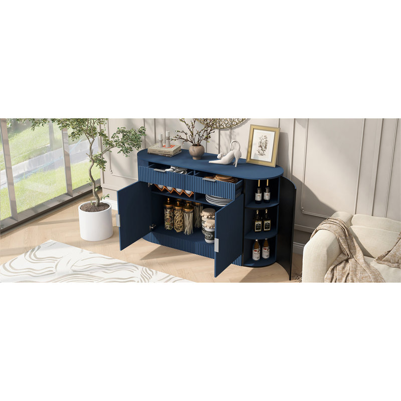Armoire de rangement moderne 55,1 po - 2 portes et 2 tiroirs, Marine