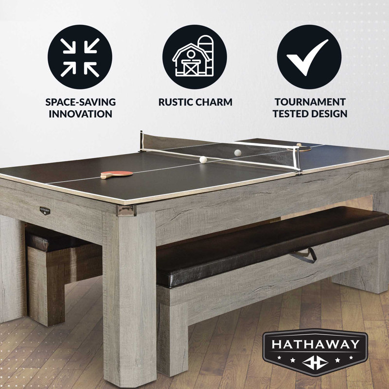 Hathaway Newport 7-Ft Gray Multi Game Pool Table Combo with Benches