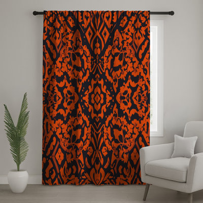Rideaux orange à motif damassé, voilages et voilages damassés - 1 panneau