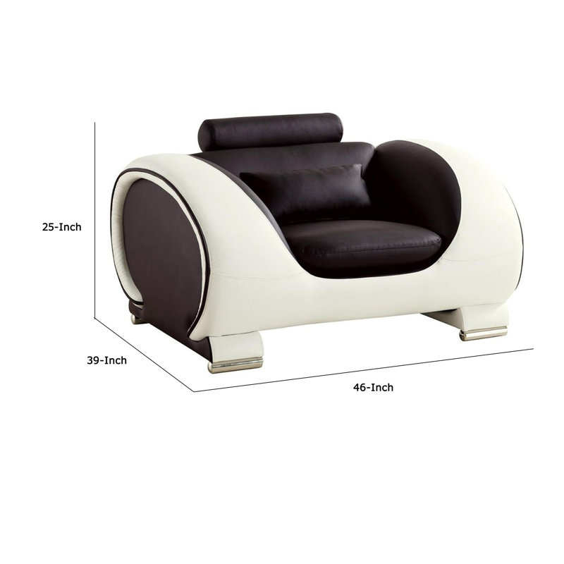 Shryock Faux Leather Club Chair, Dark Chocolate/Cream