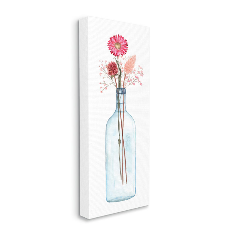 Minimaliste Aster Flower Arrangement en pot de verre, conception simple par Susan Jill - Peinture, Toile tendue