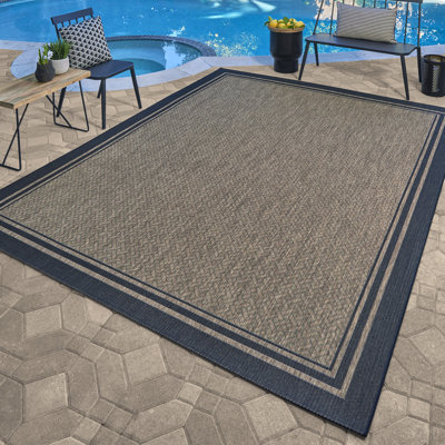 Gertmenian Paseo Soroa Havana Brown/Black Classic Border Indoor/Outdoor Flatweave Area Rug -  18264