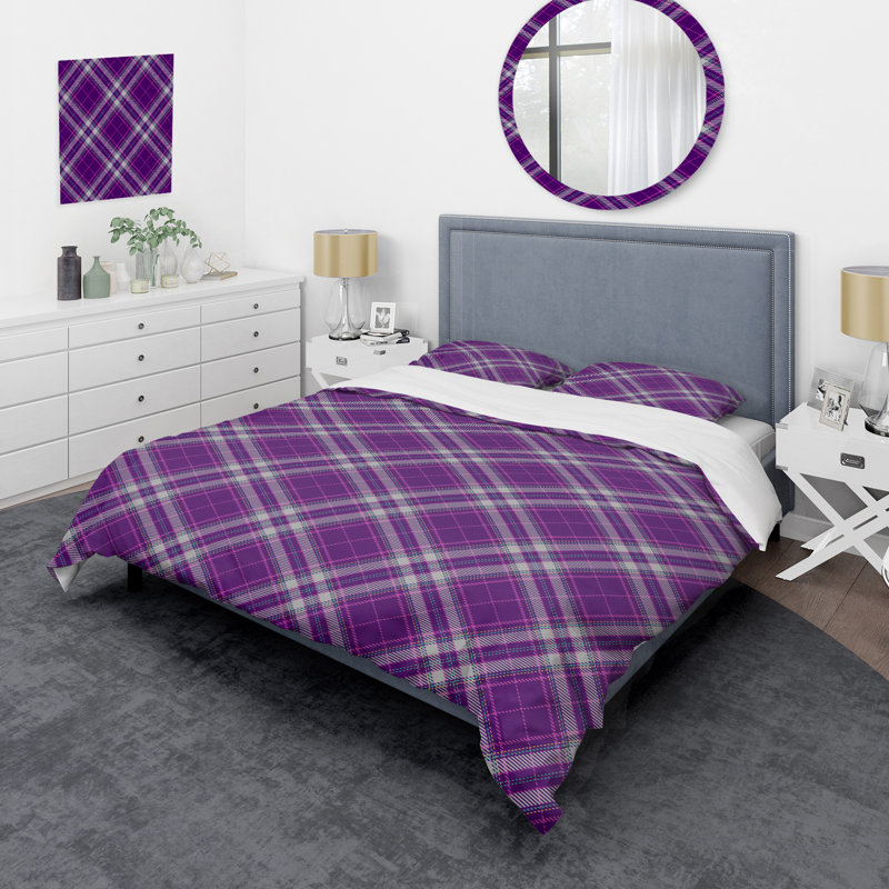 Purple Microfiber 3 Piece Duvet Cover Set, Full/Queen Duvet Cover + 2 Standard Shams