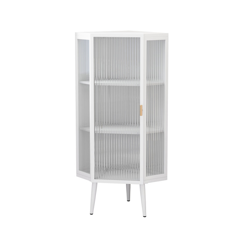 Armoire de plancher en verre trempé 22,76 po - blanc, pour chambre à coucher, salle de bain, salon, 3 armoires blanches pratiques et élégantes, portes, robustesse moderne