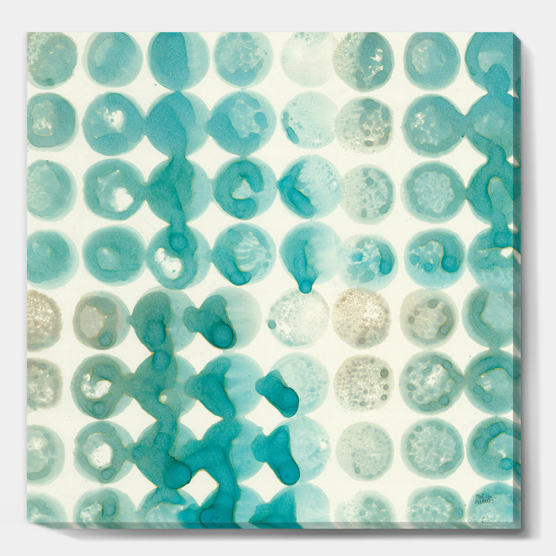 Turquoise aquarelle géométrique II - reproduction d'art sur toile tendue, H 30 po x l 30 po x P 1 po