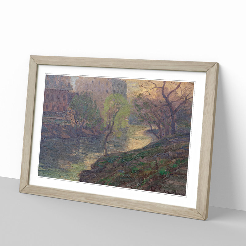 San Antonio River by Julian Onderdonk - Picture Frame Painting, 36cm H x 48cm W x 2cm D, Oak Framed
