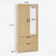 Armoire 2 portes en bois avec tringle, tiroirs, lumière à induction et miroir pour le rangement et l'organisation de la chambre à coucher