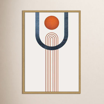 Minimalist Mid Century Orange Navy Minimalist Mid Century III Print