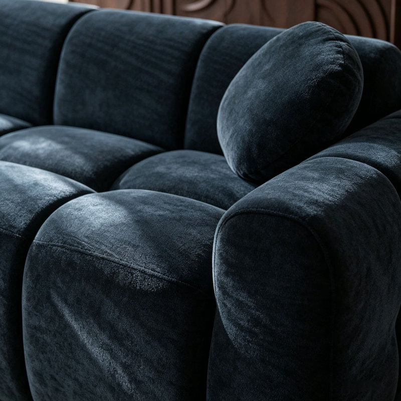 Très grand canapé à compression 98,4 po, nuage de velours côtelé, Noir