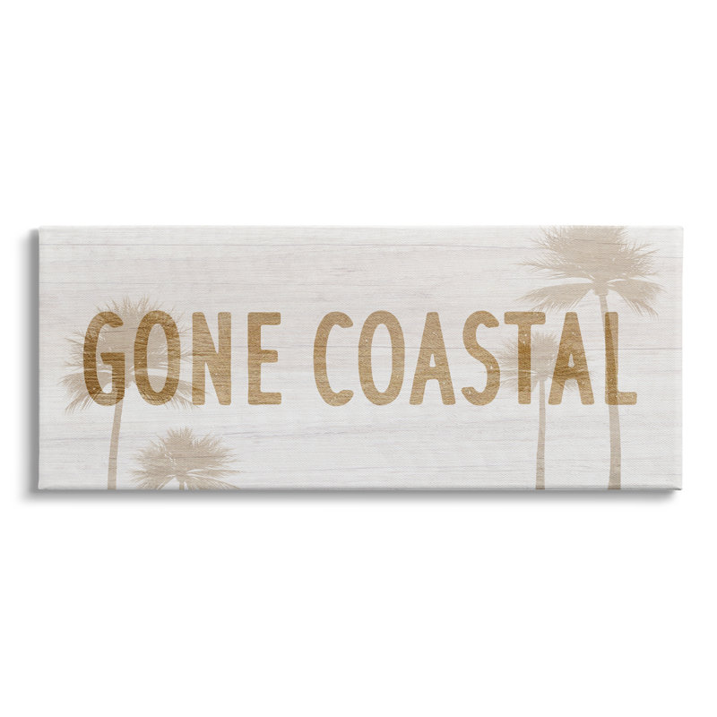 Gone Coastal Beige Canvas Wall Art with Palm Trees, 48 x 20