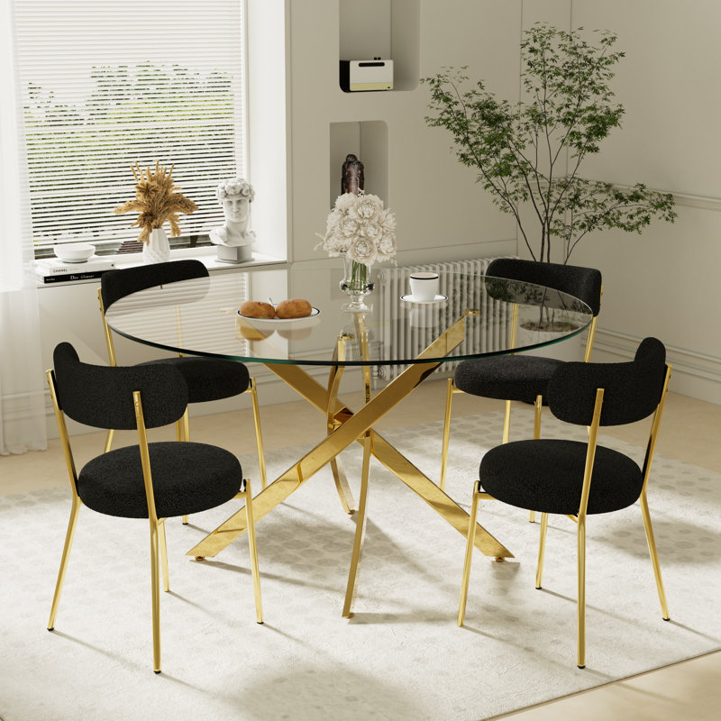 Ensemble de table de salle à manger 5 pièces pour 4 personnes, Noir, H 29,5 po x L 47 po x l 47 po