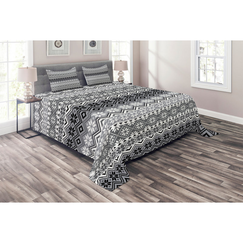 Rustic Polyester Coverlet, King Bedspread + 2 Shams