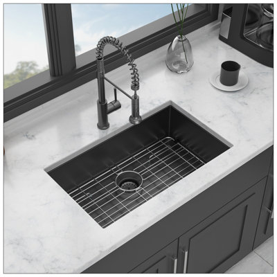 30 Inch Undermount Sink - 30"X18"X10" Gunmetal Black Undermount  Kitchen Sink 16 Gauge 10 Inch Deep Single Bowl Kitchen Sink Basin