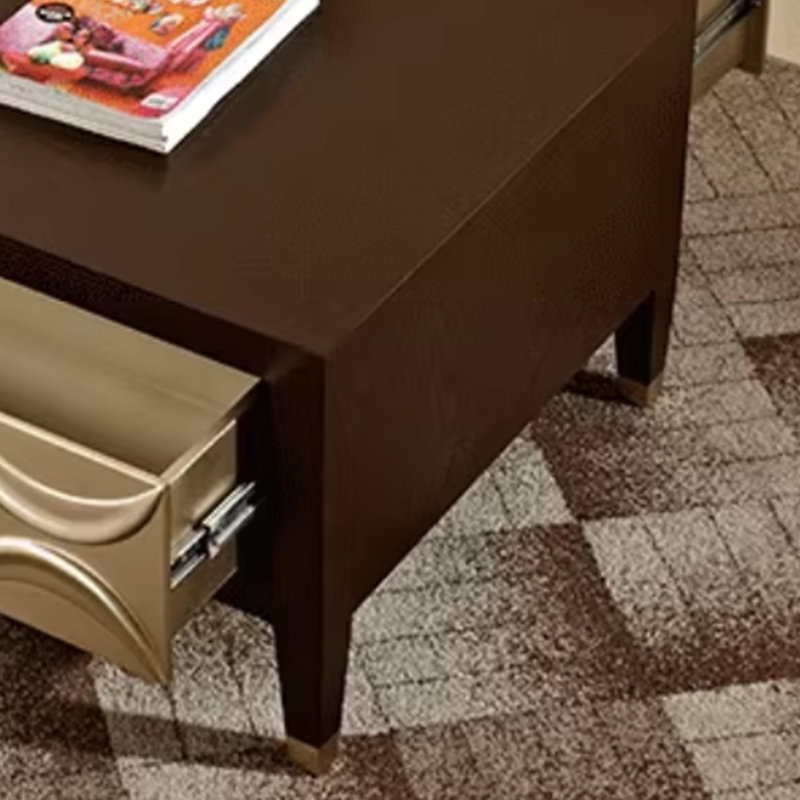 Neoclassical simple carved solid wood coffee table, 17.71" H x 47.24" L x 25.59" W