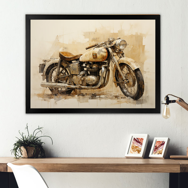 Minimalisme à moto sur toile, H 34 po x l 44 po x P 1,5 po, Cadre simple noir