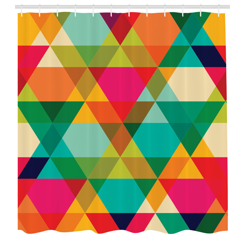 Geometric Shower Curtain with Hooks Included, 75" H x 69" W