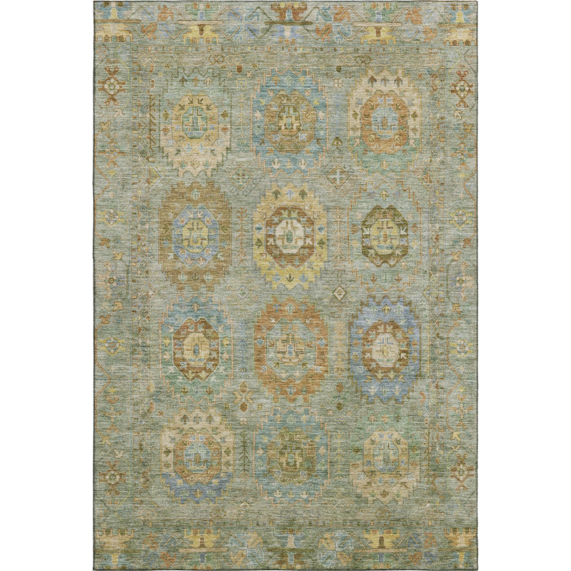 Premium Machine Washable Mayfield AMF2227 Panel Rug, Aloe, 3' x 5'