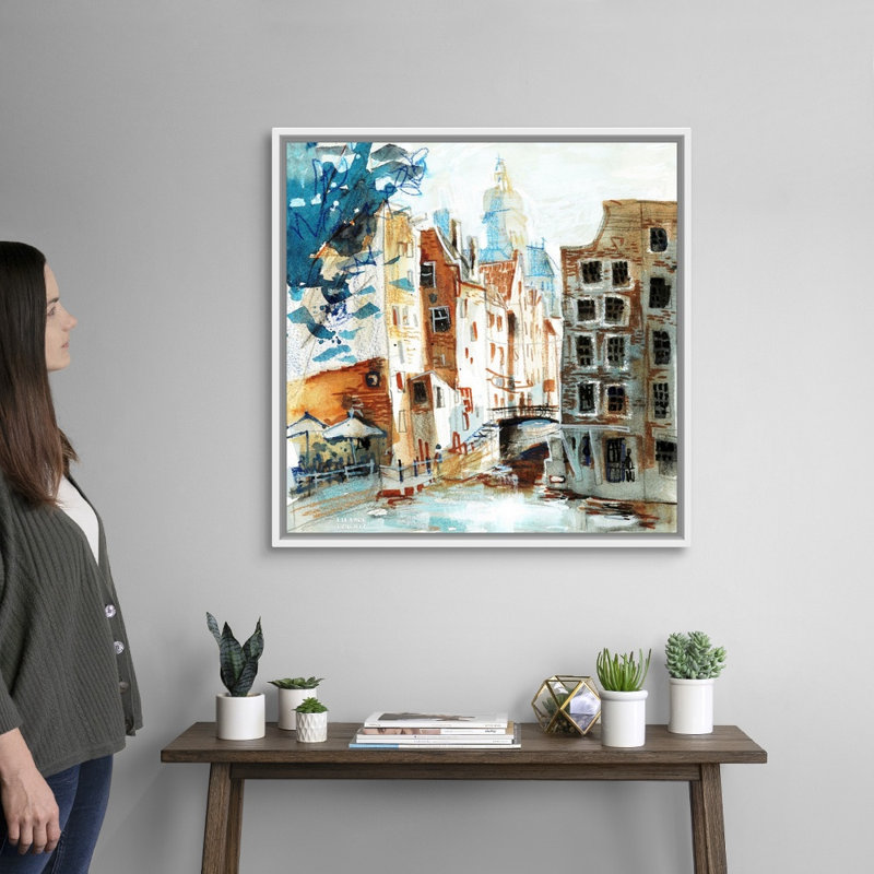 Amsterdam-Armbrug par Eleanor Doughty-reproduction d’art sur toile, H 32 po x l 32 po x P 1,75 po, Cadre blanc