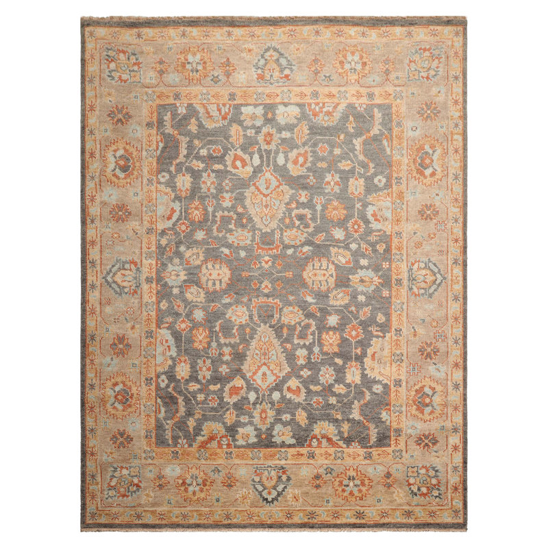 Tapis oriental en laine noué à la main Slate, Rectangulaire 2 pi x 3 pi