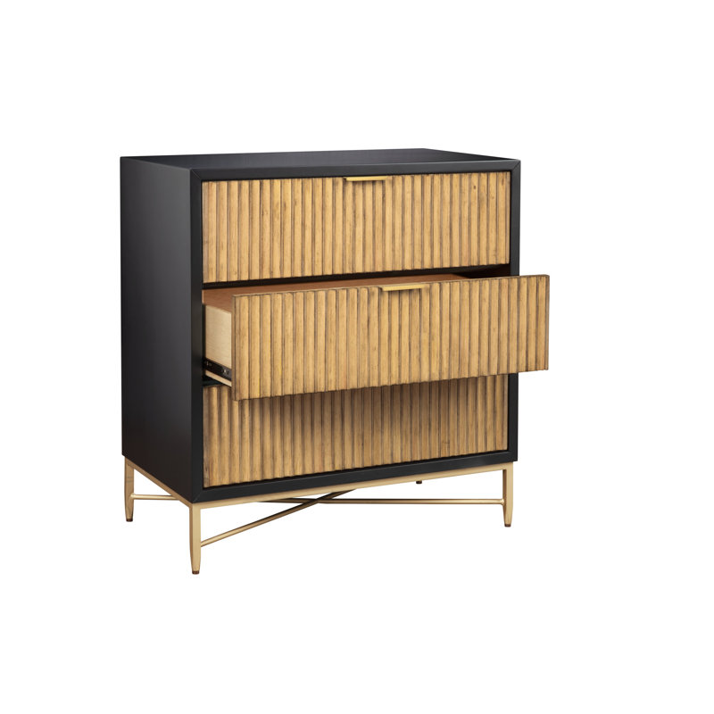 Commode 3 tiroirs Giddens, Noir, noir, noir, noir