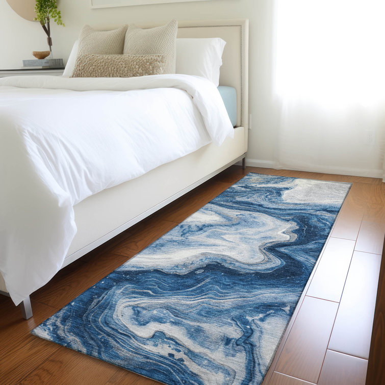 Machine Washable Indoor/Outdoor Cinead ACN1706 Navy Rug