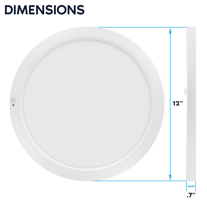  12-Inch LED Flush Mount Ceiling Light with Photocell Sensor, Bi-Level PIR Motion Detection, 5CCT, 2000LM, 24W, CRI90, Wet Rated, ETL Listed