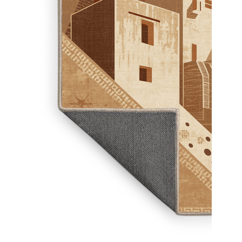 Tapis moelleux traditionnel moelleux au look traditionnel rétro brun - reliure beige, 5 x 8