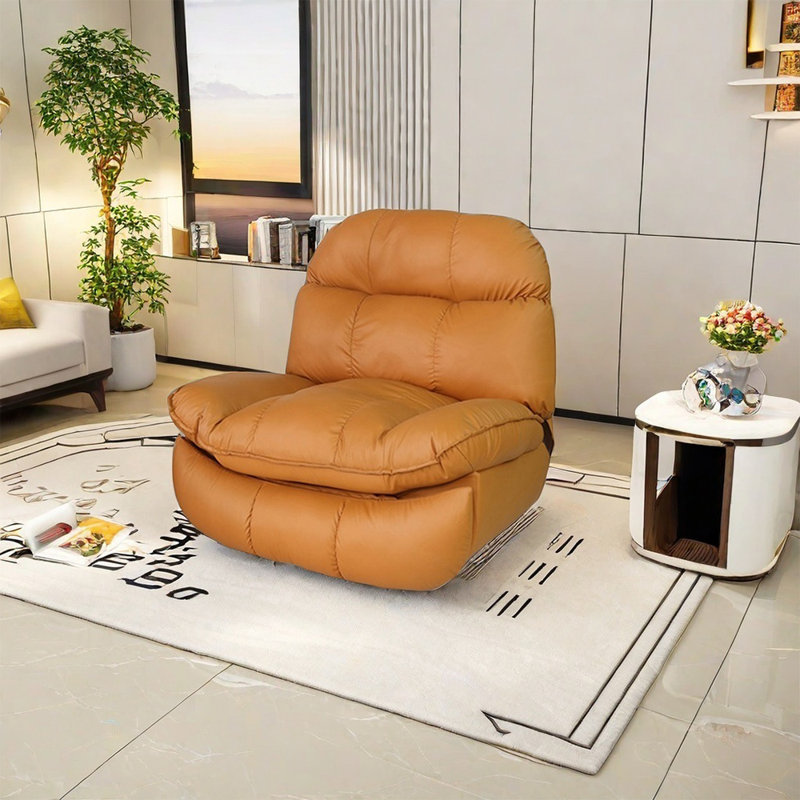 Oehling Faux Leather Recliner, Orange Faux Leather