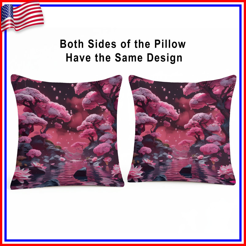 Pink Blossom Trees Double Sided Throw Pillows, 16 x 16 inches