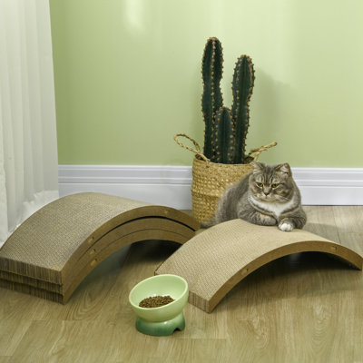 Brown Cat Scratching Board, 4 Units, For Indoor House Cats, Reversible Post, Preserve Furniture Quality Pack Boards, Appealing Brown, Save From Becomi