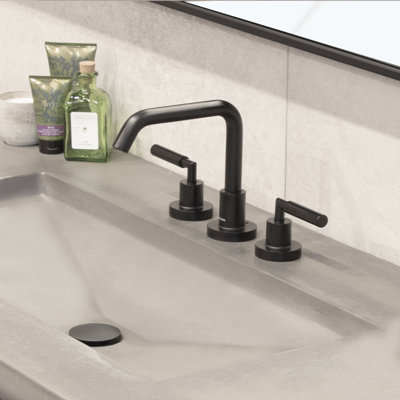 Cigno Deck Mount Widespread Bathroom Faucet with Drain Assembly