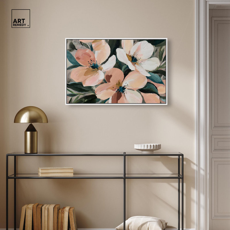 "Blush Blooms V", impression sur toile par Art Remedy, cadre blanc, 30 x 20, H 21 po x l 31 po, Cadre blanc
