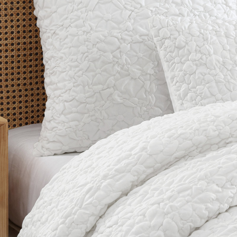 White Floral Bubble 26" x 26" Euro Sham Set