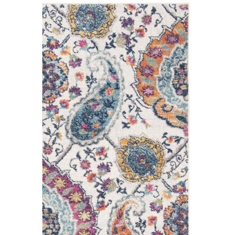 Felty Paisley Area Rug, Rectangle 5'3" x 7'6", Cream/Multi