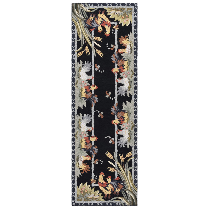 Kinchen Hand Hooked Wool Oriental Rug, Runner 2'6" x 8'