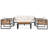 Large Size 4-Pieces Outdoor Furniture Sofa For 5 Person Conversation Set, Garden Sofa Set With Removable Cushion, Metal And Wood Frame Sofa Set, Thick Cushions, Acacia Wood Tabletop-444638870-444638868