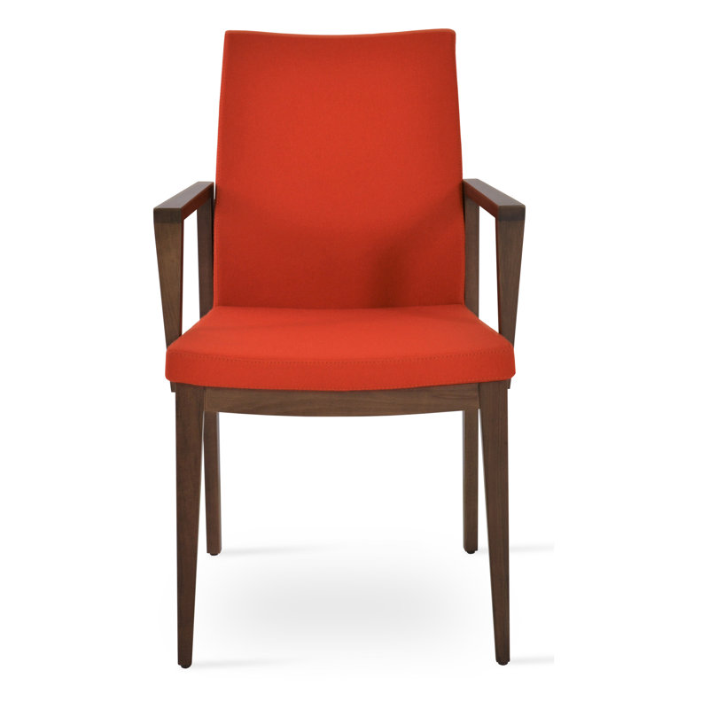 Fauteuil Pasha, Laine orange, Noyer