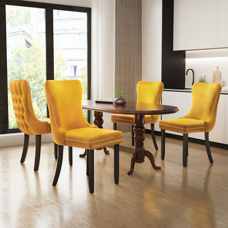 Velvet Upholstered Dining Chairs Kitchen Chairs Set of 8, 4, Gold