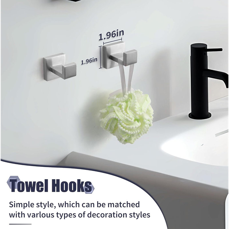 Brushed Nickel Square 5-Piece Bathroom Hardware Set