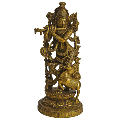Figurine lord Krishna avec sa vache