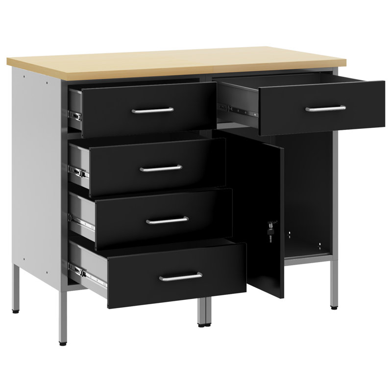 Set Of 2 Steel, 2X Cabinet, Black
